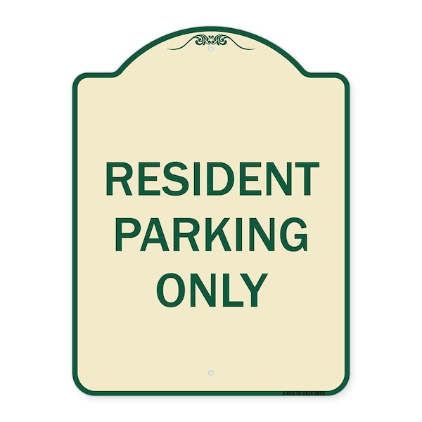Signmission Designer Series-Resident Parking Only, Tan & Green Heavy-Gauge Aluminum, 24" x 18", TG-1824-9896 A-DES-TG-1824-9896 - main